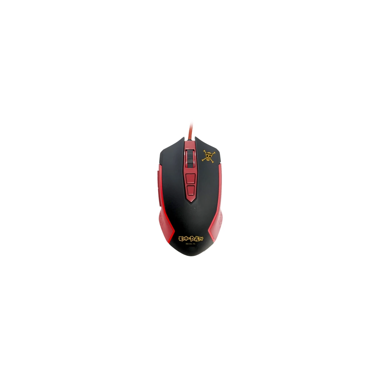 Mouse USB de peça única FR-TEC até 8000 dpi - Iluminação LED vermelha - 5 botões - Cabo trançado - Cor vermelho/preto