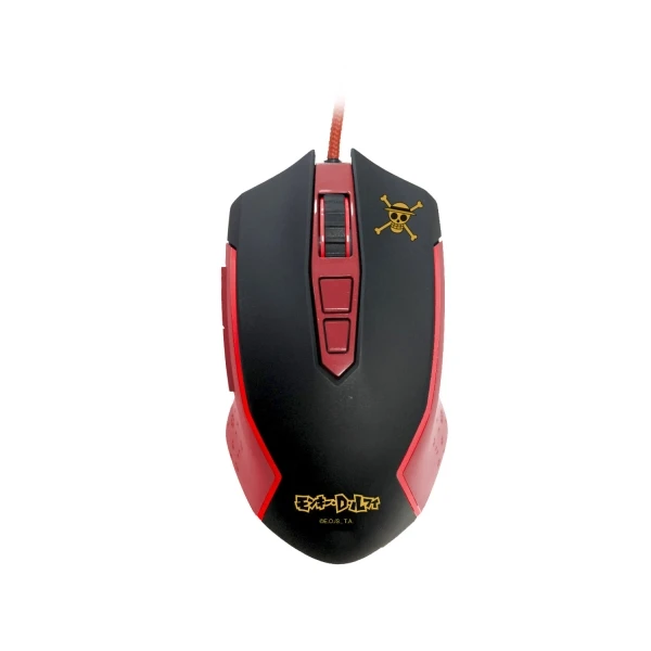 Mouse USB de peça única FR-TEC até 8000 dpi - Iluminação LED vermelha - 5 botões - Cabo trançado - Cor vermelho/preto