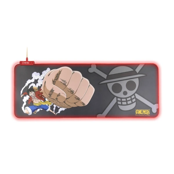 Teclado e mouse pad FR-TEC One Piece Luffy XL - Luz LED vermelha nas bordas - Base de borracha antiderrapante