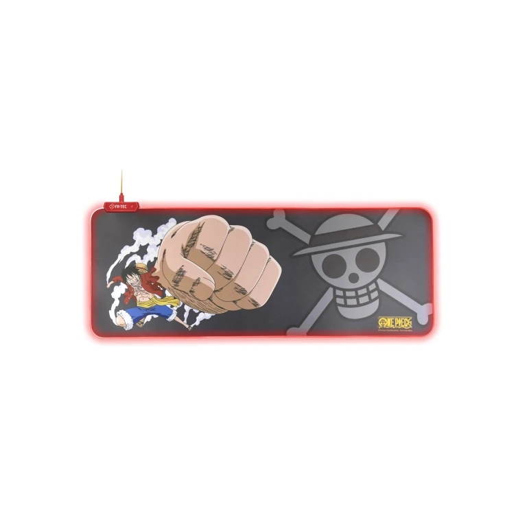 Teclado e mouse pad FR-TEC One Piece Luffy XL - Luz LED vermelha nas bordas - Base de borracha antiderrapante