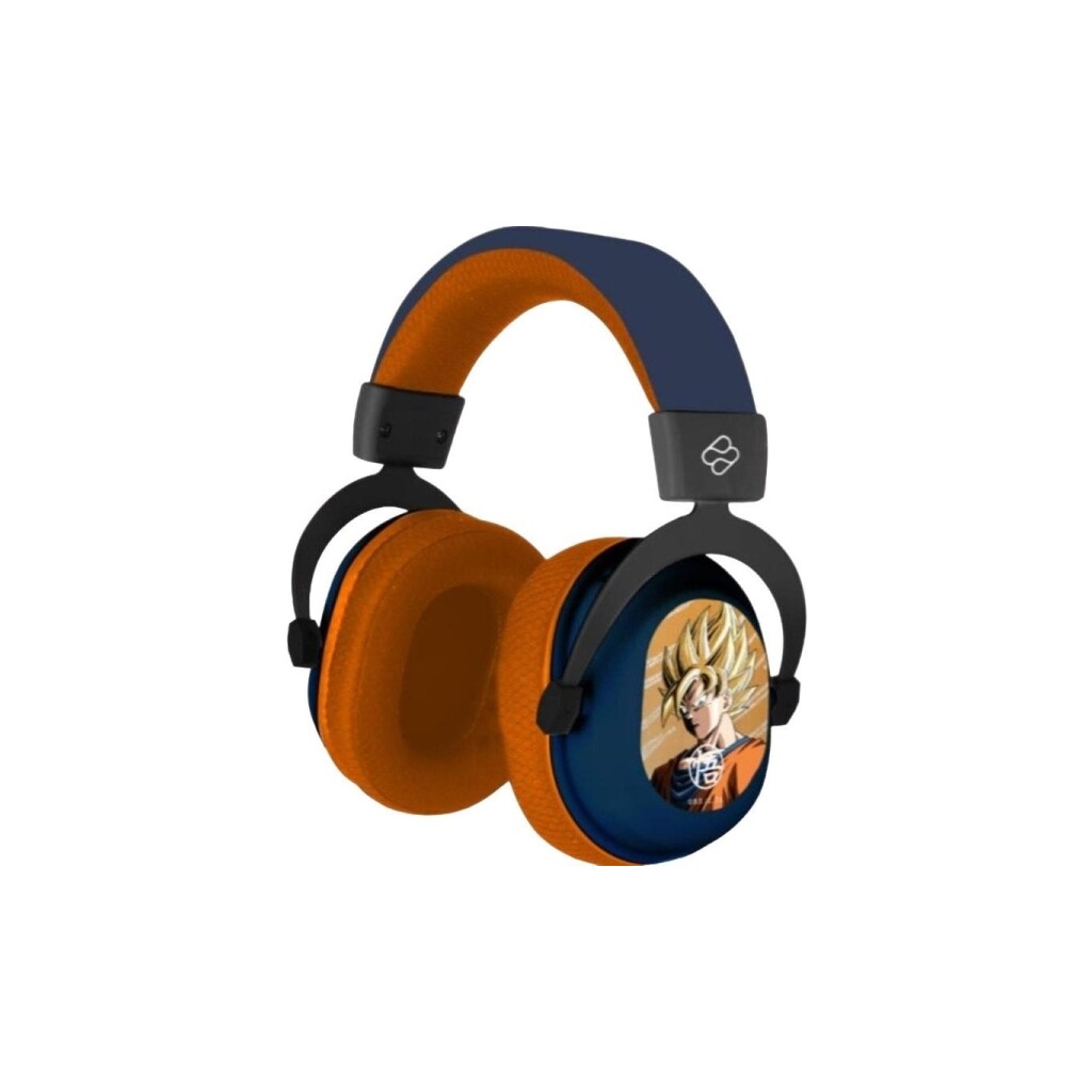 FR-TEC Dragon Ball Gaming Headset Trimodo com microfone integrado - Bluetooth, USB 2.4Ghz e Jack 3.5 - Faixa de cabeça ajustável - Almofadas acolchoadas - Iluminação LED RGB - Cor azul/laranja