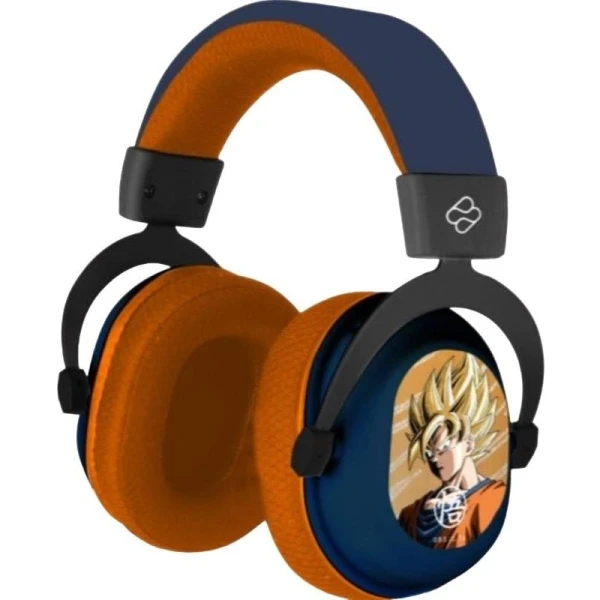 FR-TEC Dragon Ball Gaming Headset Trimodo com microfone integrado - Bluetooth, USB 2.4Ghz e Jack 3.5 - Faixa de cabeça ajustável - Almofadas acolchoadas - Iluminação LED RGB - Cor azul/laranja