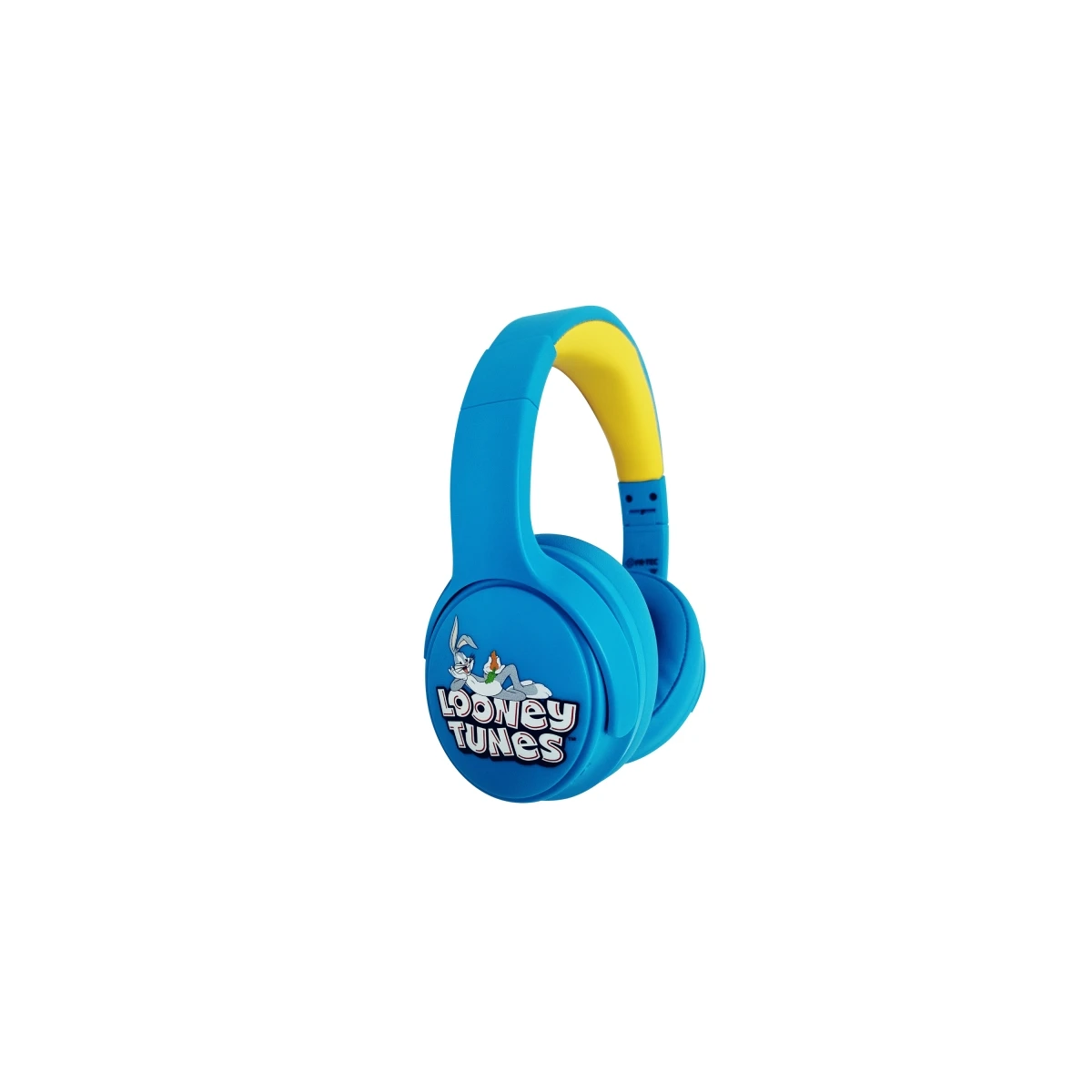 Fones de ouvido Bluetooth para jogos FR-TEC Looney Tunes com microfone integrado - Limitação de 85dB - Faixa de cabeça ajustável - Almofadas acolchoadas - Cor azul/amarelo