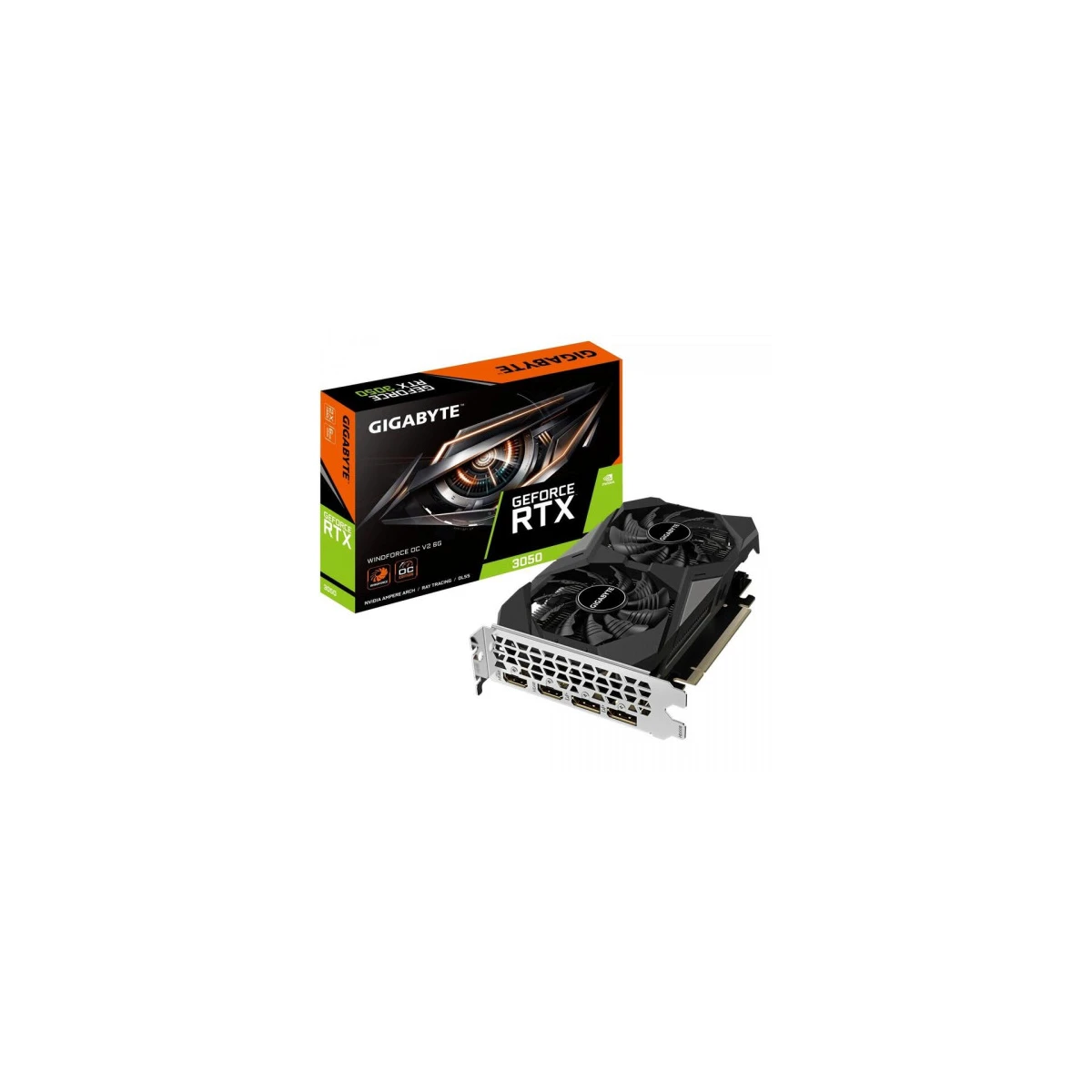 VGA GIGABYTE GV-N3050WF2OCV2-6GD,NV,RTX3050,GDDR6,6GB,96BIT,2HDMI+2DP,WINDFORCE 2X (2 VENTILADORES)