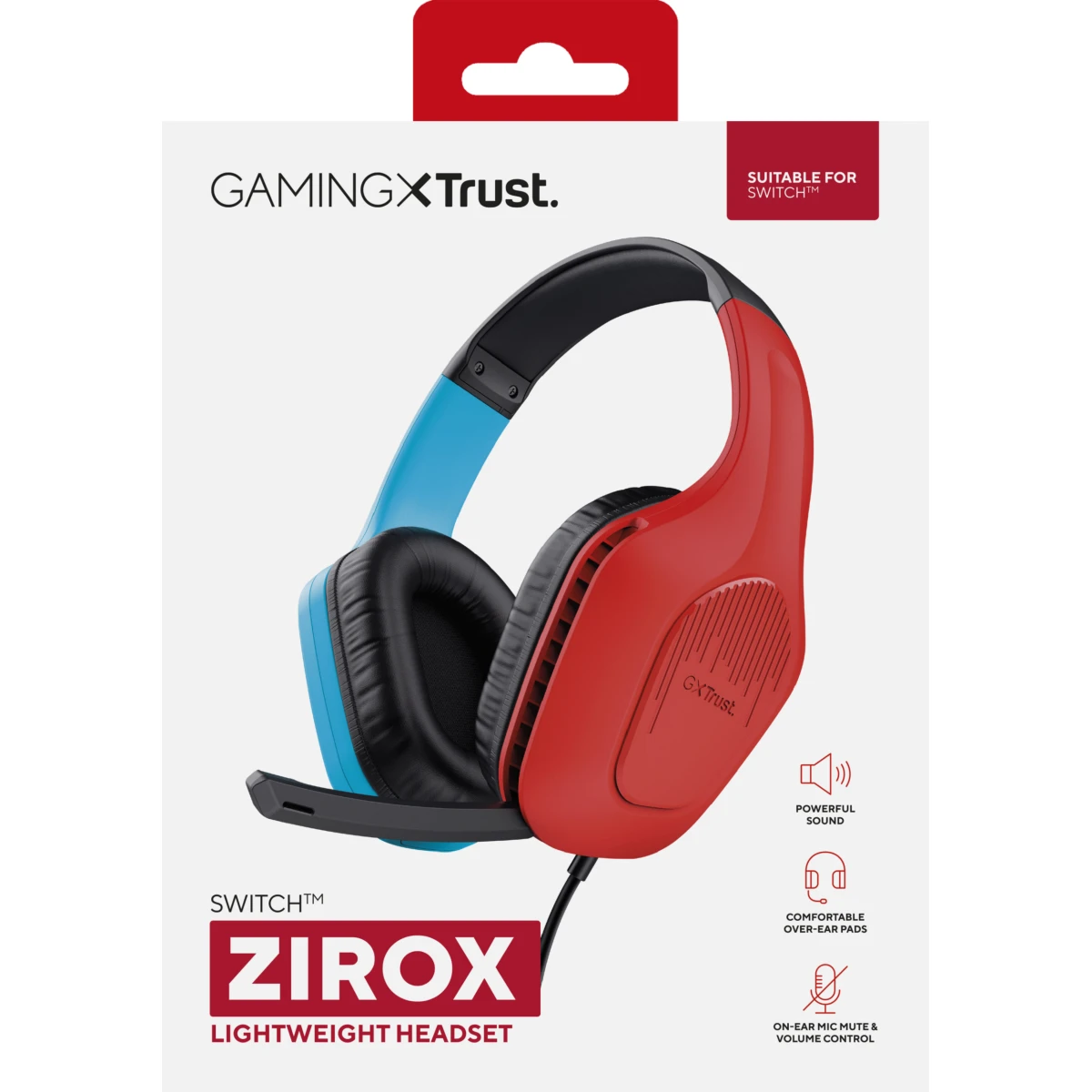 Trust GXT 416S Zirox Auscultadores Com fios Fita de cabeça Jogos Preto, Ciano, Vermelho