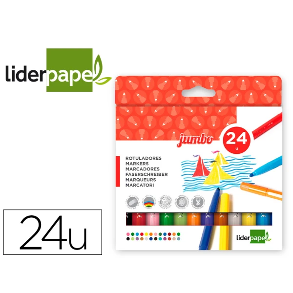 Marcador liderpapel feltro jumbo caixa 24 cores