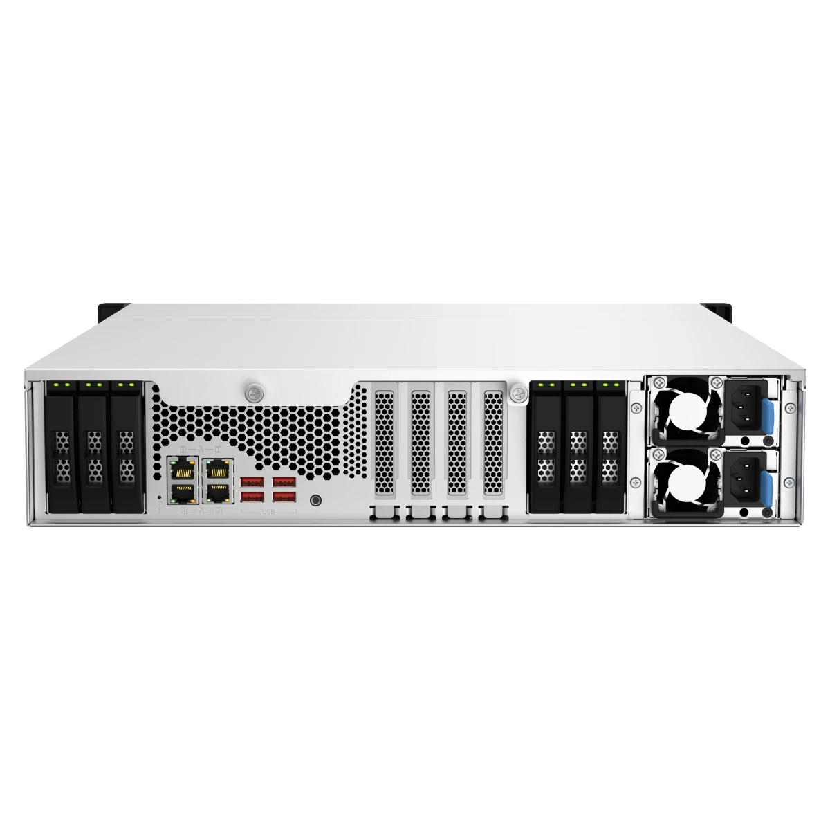 QNAP TS-H1887XU-RP NAS Rack (2U) Intel Xeon E E-2336 32 GB DDR4 QuTS hero Preto, Branco