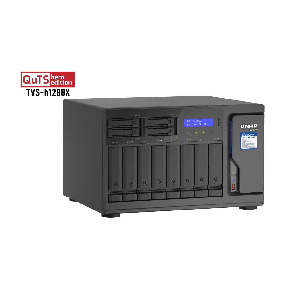 QNAP TVS-h1288X NAS Tower Intel® Xeon® W-1250 16 GB DDR4 0 TB QuTS hero Preto