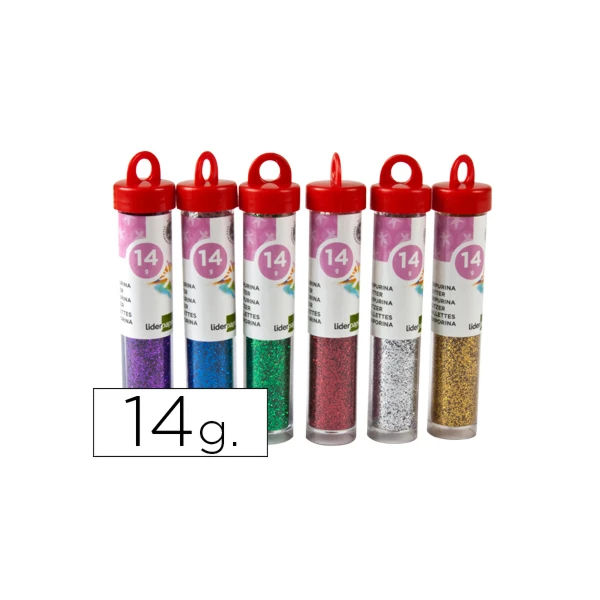 Purpurina liderpapel fantasia cores metalicas sortidas frasco de 14 gr - 24 unidades