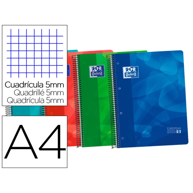 Caderno espiral oxford capa plastico optik paper microperfurado din a4 120 folhas + 50% quadricula 5 mm