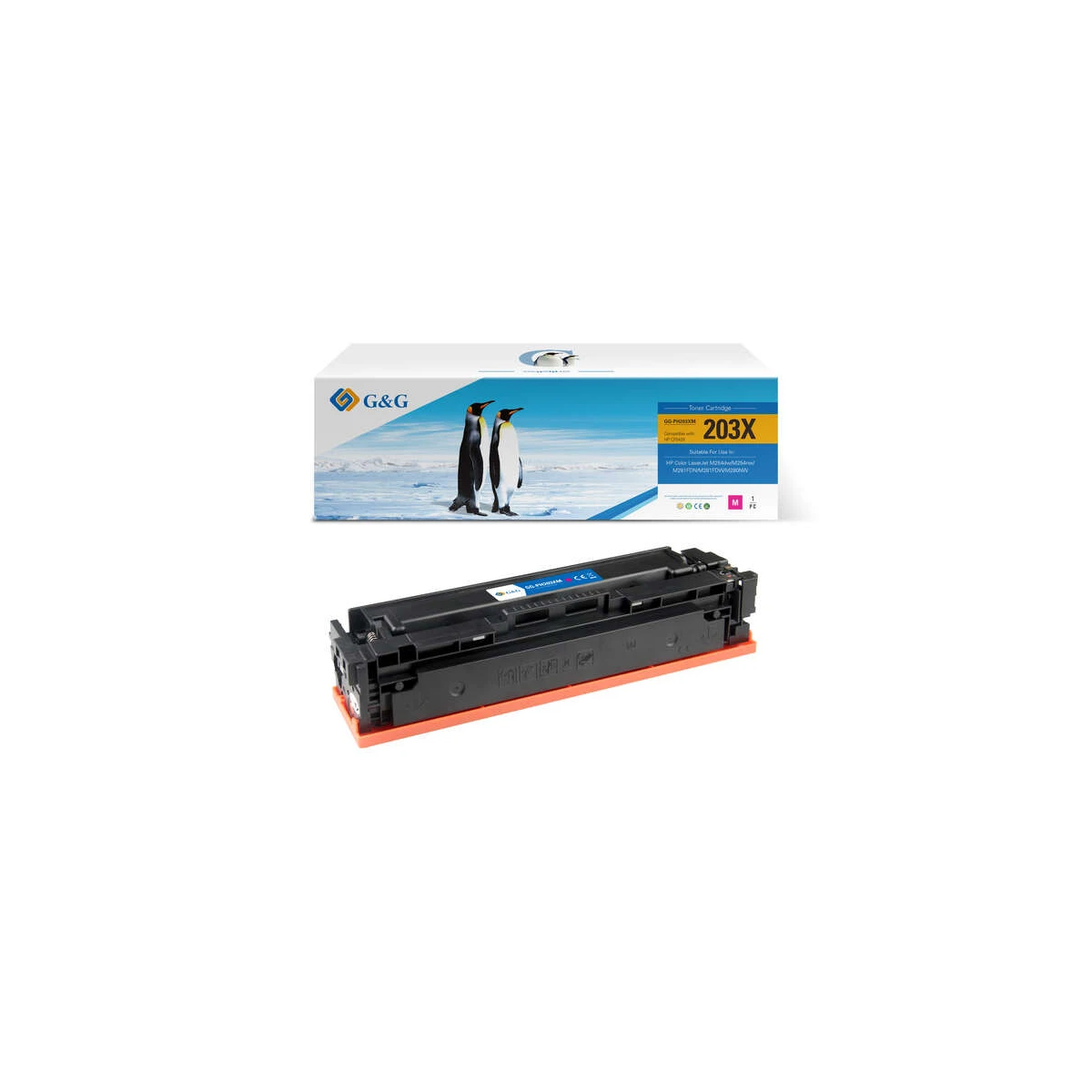 Cartucho de toner genérico magenta G&G HP CF543X/CF543A - substitui 203X/203A