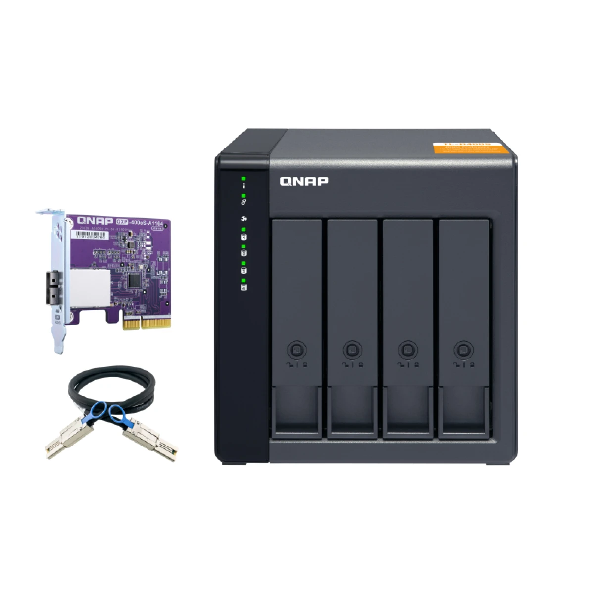 QNAP TL-D400S Caixa para Discos Rígidos Compartimento HDD/SSD Preto, Cinzento 2.5/3.5"