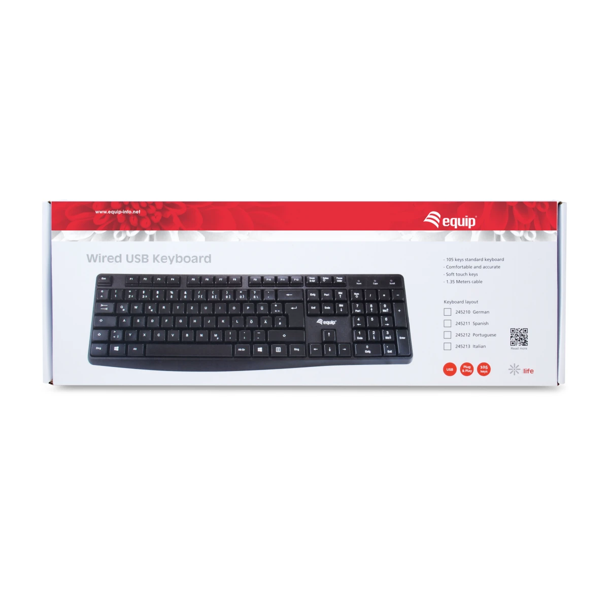 Equip 245212 teclado Escritório USB QWERTY Português Preto