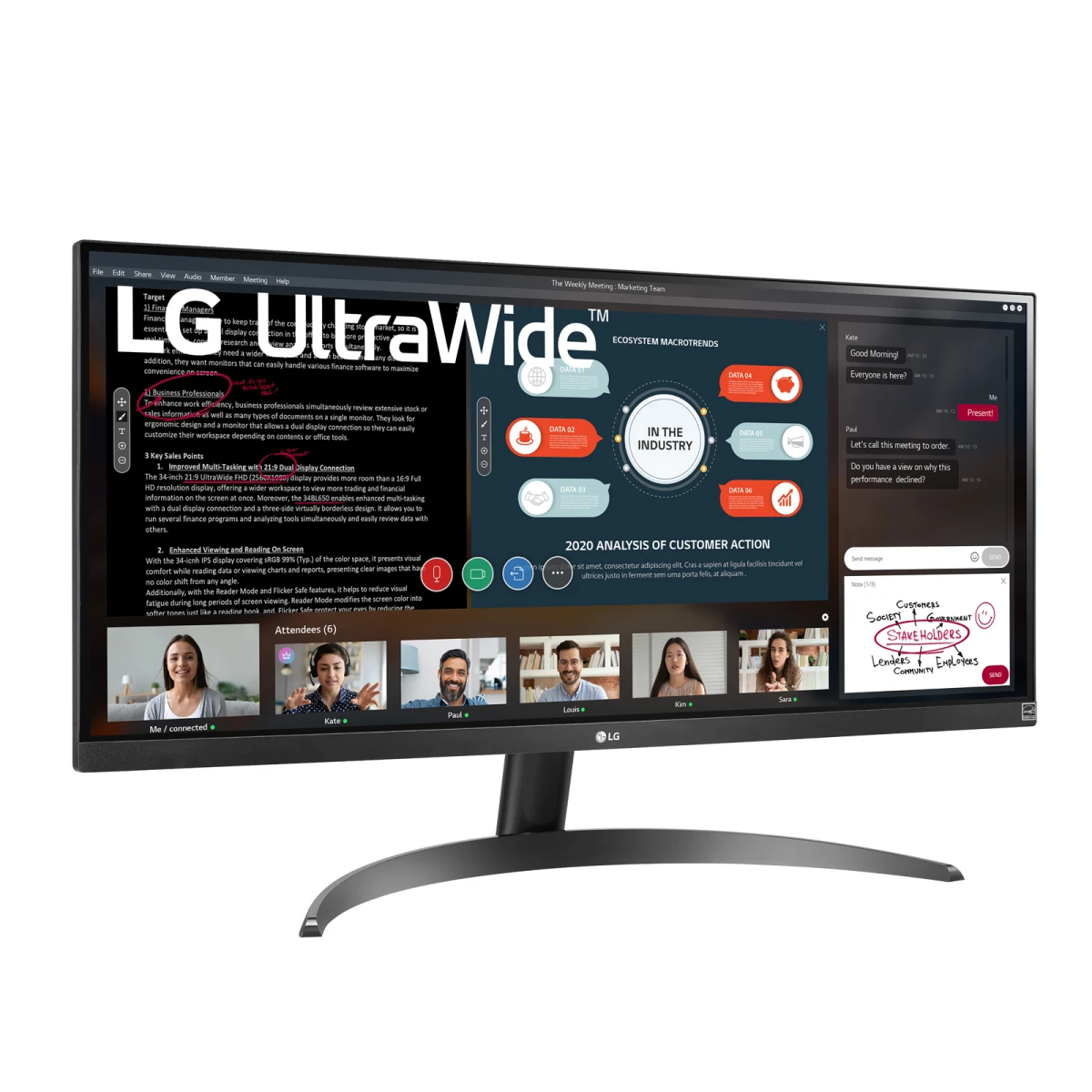 LG 29WP500-B monitor de ecrã 73,7 cm (29") 2560 x 1080 pixels UltraWide Full HD LED Preto