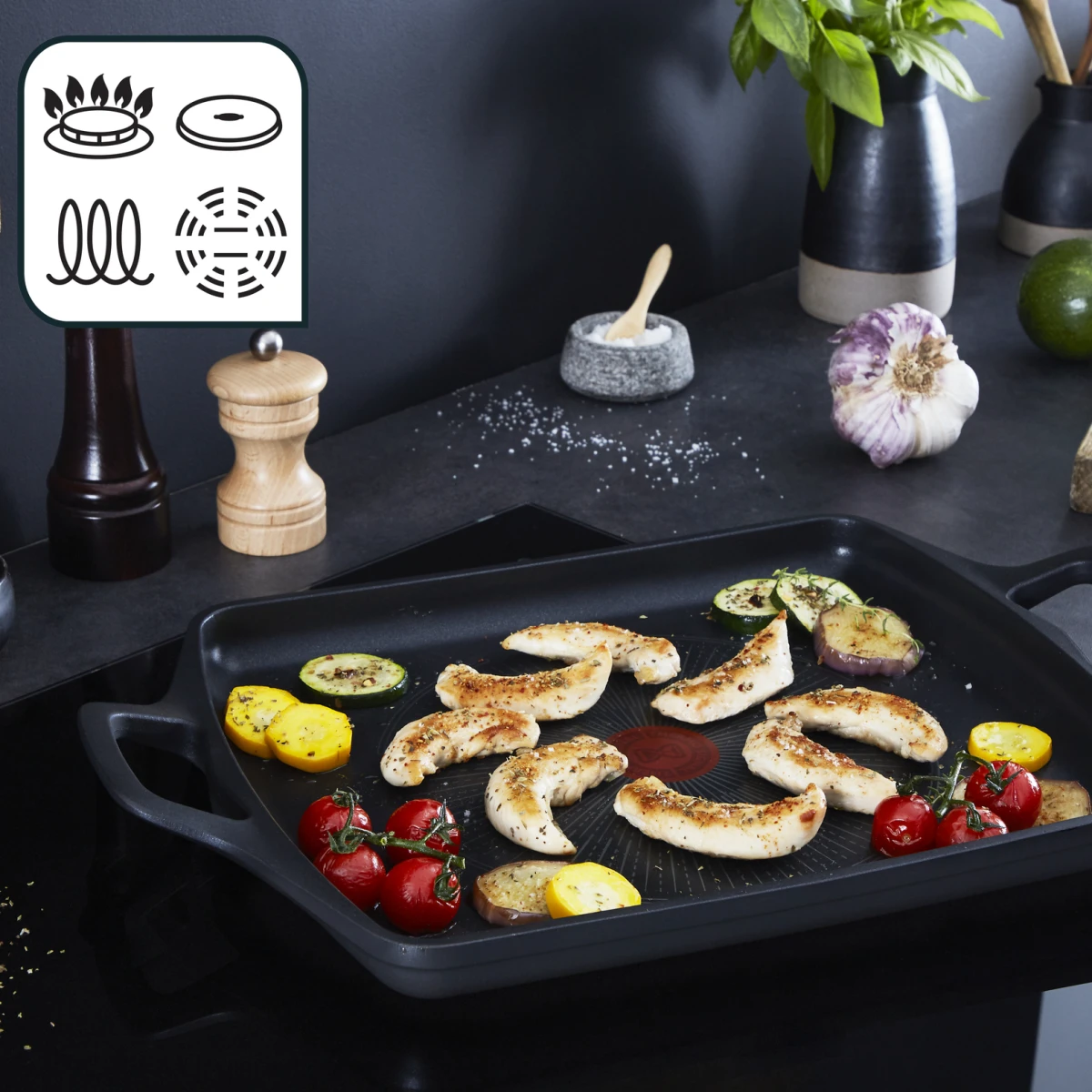 TABULEIRO GRILL TEFAL ROBUSTO INDUÇÃO 26X32CM - E2499844