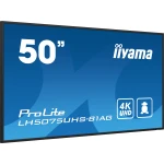 iiyama LH5075UHS-B1AG ecrã de sinalização Plasma digital 125,7 cm (49.5") LCD Wi-Fi 500 cd/m² 4K Ultra HD Preto Processador built-in Android 11 24/7