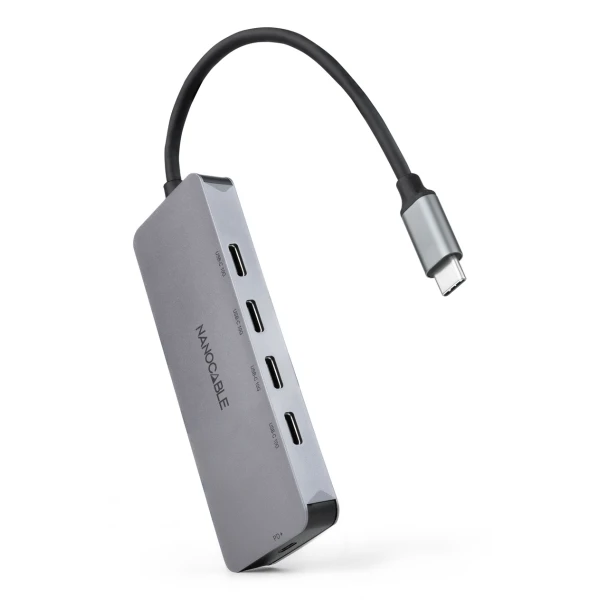 Nanocable 10.16.4505 hub de interface USB 3.2 Gen 1 (3.1 Gen 1) Type-C 5000 Mbit/s Cinzento