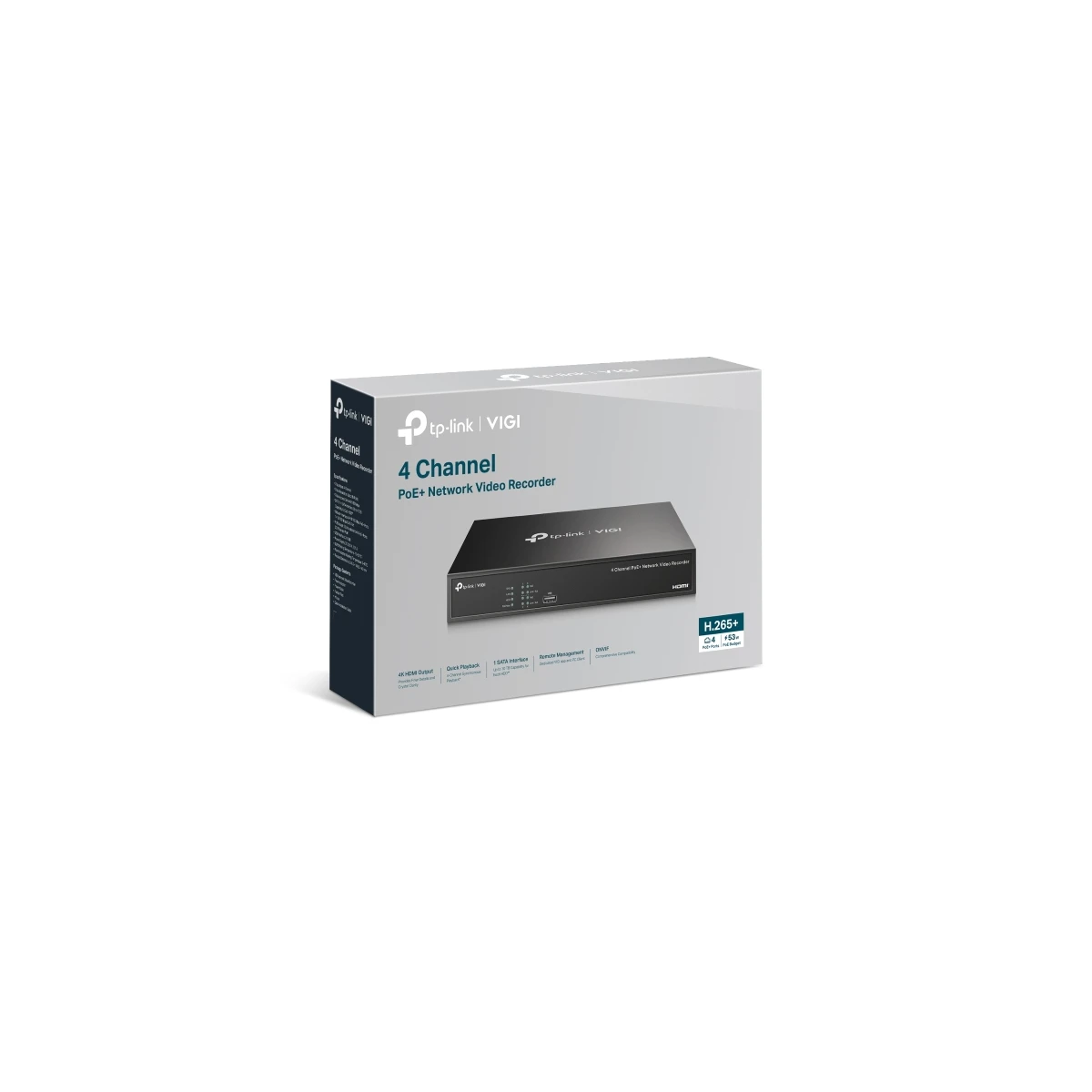 TP-Link VIGI NVR1004H-4P-2TB gravador de vídeo em rede (NVR) Preto