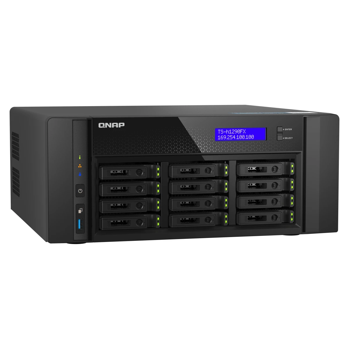 QNAP TS-h1290FX NAS Tower EPYC 7302P 128 GB DDR4 0 TB QuTS hero Preto