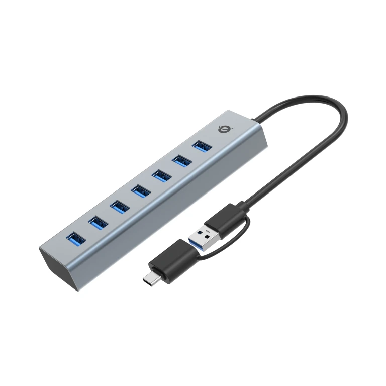 Conceptronic HUBBIES21G hub de interface USB 3.2 Gen 1 (3.1 Gen 1) Type-A 5000 Mbit/s Cinzento