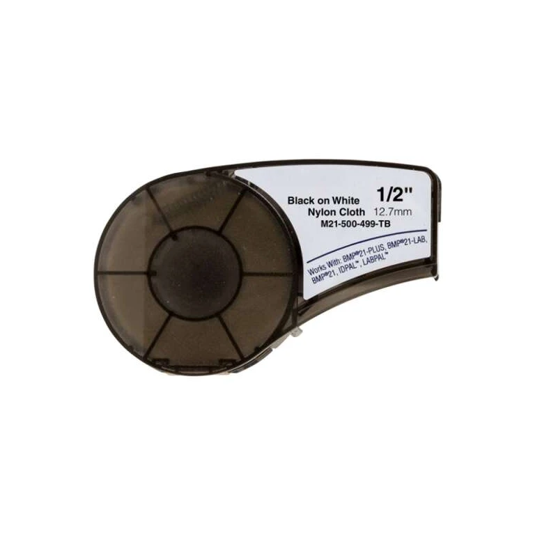 Fita de etiqueta de nylon genérica Brady M21-500-499-TB - Texto preto sobre fundo branco - Largura 12,7 mm x 4,9 metros - 500 etiquetas