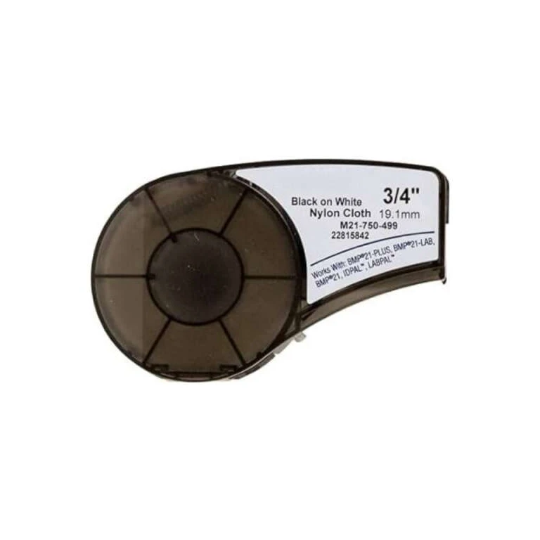 Fita de etiqueta de nylon genérica Brady M21-750-499-TB - Texto preto sobre fundo branco - Largura 19,1 mm x 4,9 metros - 750 etiquetas
