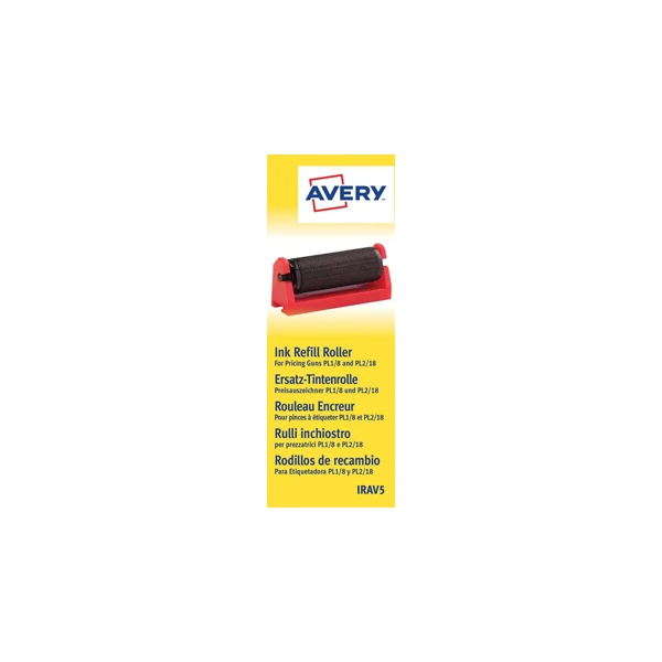 Rolo de tinta avery para etiquetadora pl1/8 e pl2/18 cor preta caixa de 5 unidades