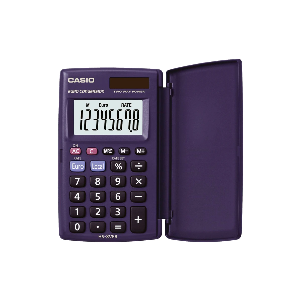 Calculadora casio hs-8ver bolso 8 digitos conversao moeda com capa cor azul