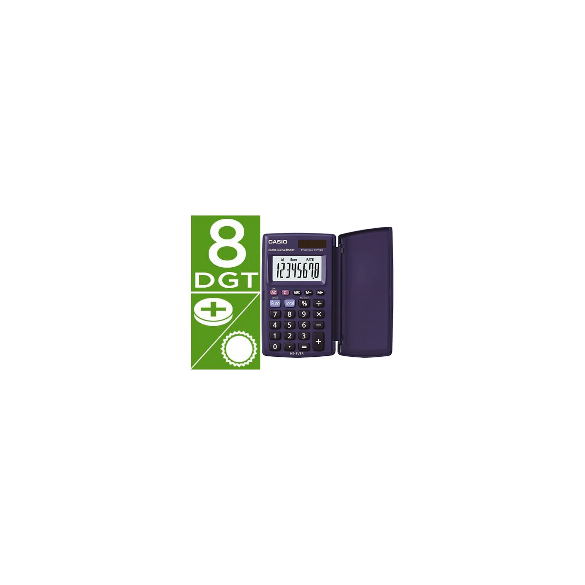 Calculadora casio hs-8ver bolso 8 digitos conversao moeda com capa cor azul