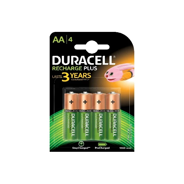 Duracell 4 LR06 1300mAh Bateria recarregável Hidreto metálico de níquel