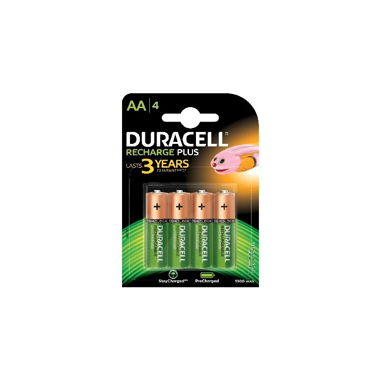 Duracell 4 LR06 1300mAh Bateria recarregável Hidreto metálico de níquel