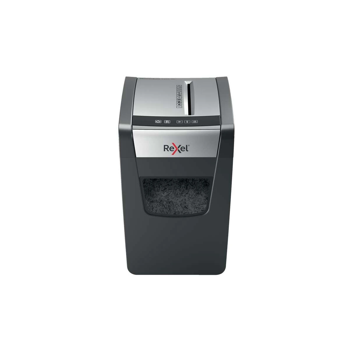 Trituradora de papel Slimline Rexel Momentum X410-SL Corte manual de confete - Nível de segurança P-4 - Destrói até 10 folhas - Capacidade do compartimento 23L - Cor cinza