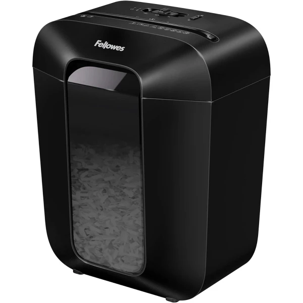 Trituradora de papel Fellowes LX50 com corte manual em partículas P-4 - Destrói até 9 folhas por vez - Capacidade do compartimento 17L - Cor preta