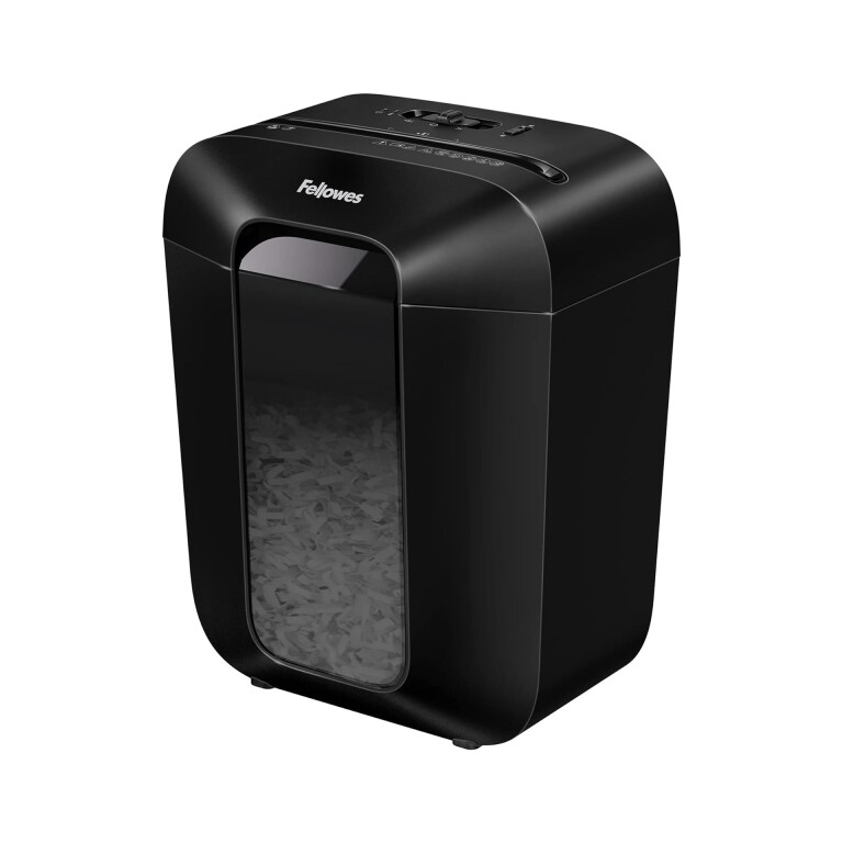 Trituradora de papel Fellowes LX50 com corte manual em partículas P-4 - Destrói até 9 folhas por vez - Capacidade do compartimento 17L - Cor preta