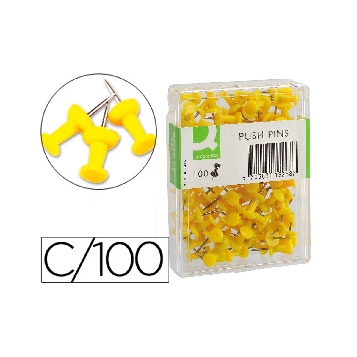Alfinetes de sinalizacao amarelo caixa com 100 unidades
