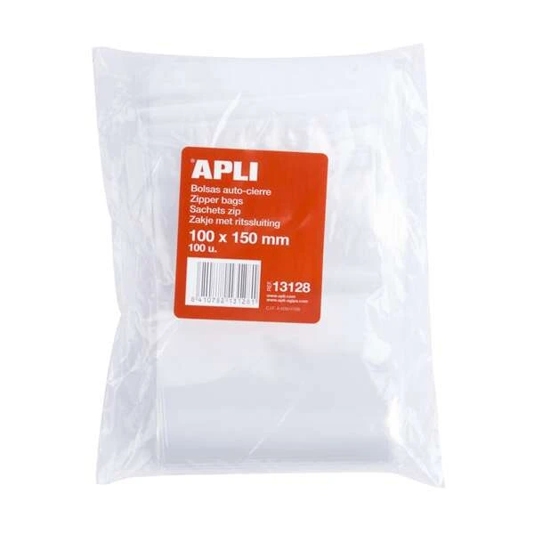 Apli Pacote de 100 Sacos Autovedantes 100 x 150 mm - Selo Seguro - Adequado para Alimentos