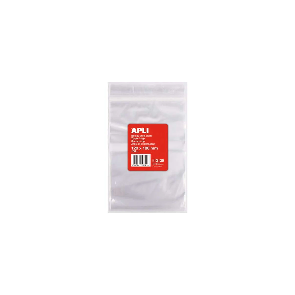 Apli Pacote de 100 Sacos Autovedantes 120 x 180 mm - Selo Seguro - Adequado para Alimentos