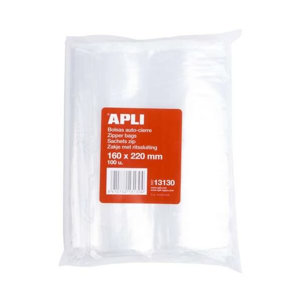 Apli Pacote de 100 Sacos Autovedantes 160 x 220 mm - Selo Seguro - Adequado para Alimentos