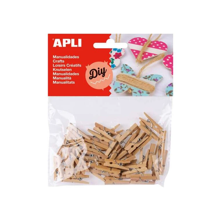 Apli Pacote de 45 Mini Alicates para Madeira Natural 25 x 3 mm - Cor Madeira