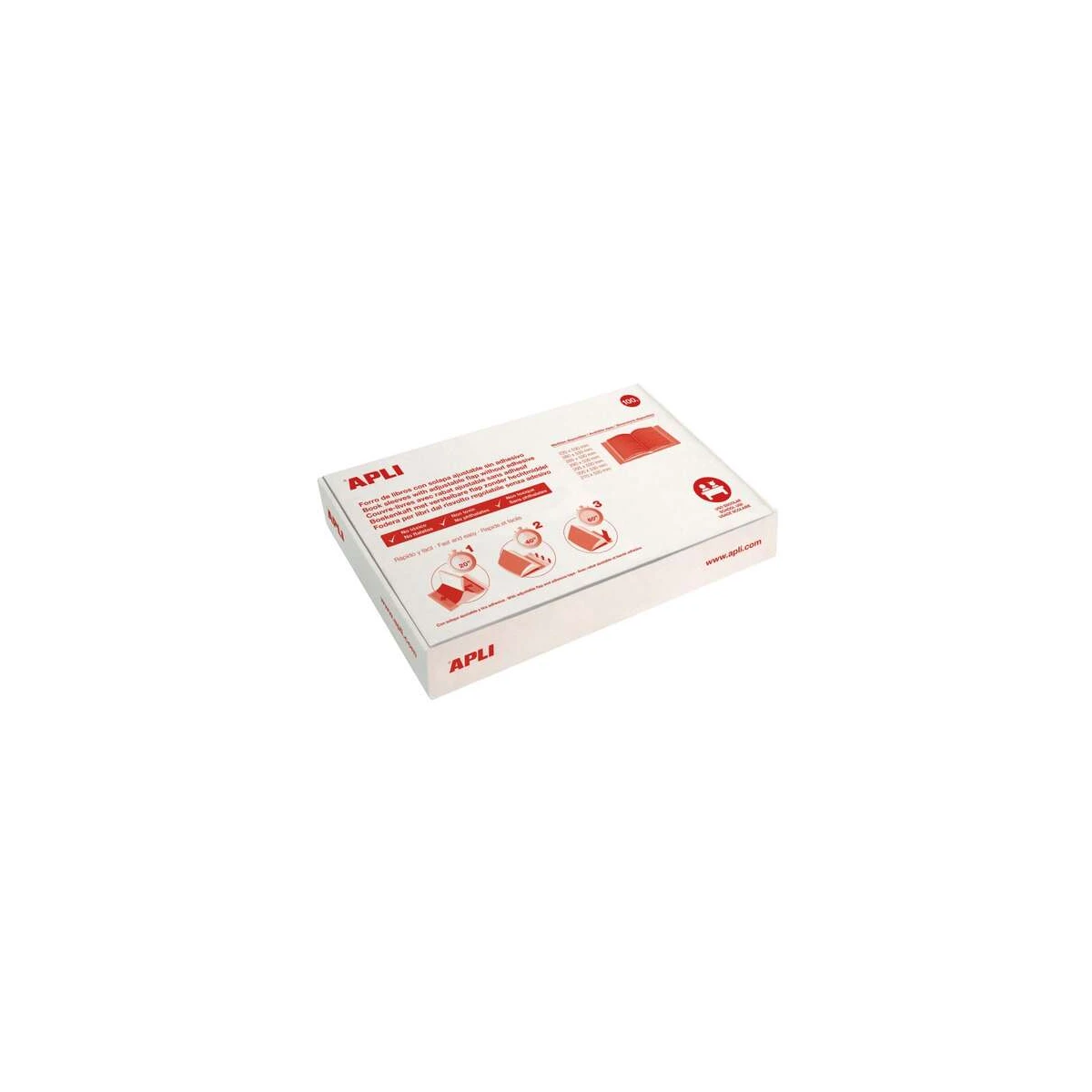 Apli Pacote de 100 Capas para Livros com Aba Ajustável 300 mm - PVC - Capa em 3 Passos