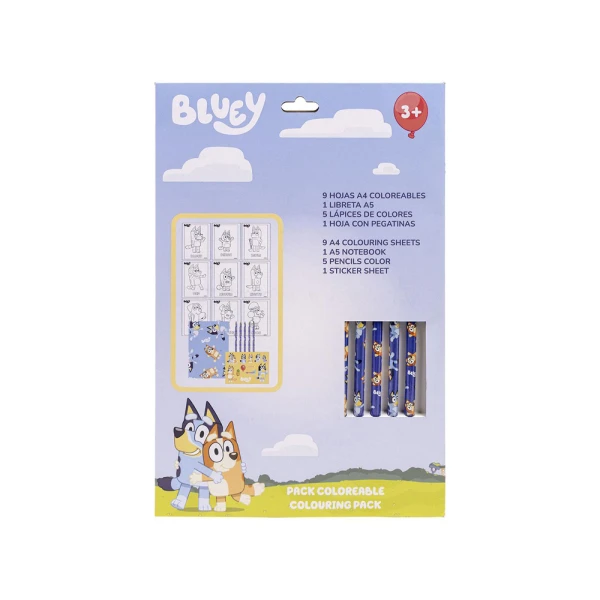 Conjunto de artigos papelaria cerda colorir bluey