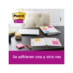 Bloco de notas adesivas post it super sticky carnival 100% pefc 76x127 mm pack de 6 blocos cores sortidas