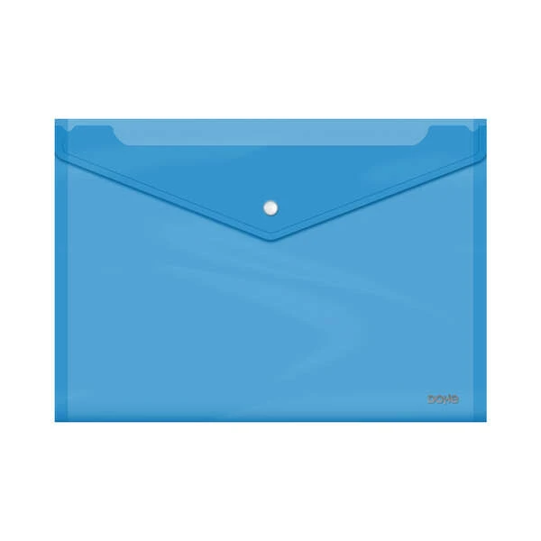 Capa de pasta Dohe Folio+ - Fecho de pressão - Polipropileno transparente cristal 150 mícrons - Cor azul