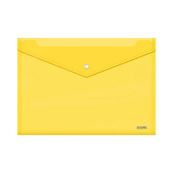 Porta-documentos Dohe Envelope Folio+ - Fecho de fivela - Polipropileno transparente cristal 150 mícrons - Cor amarela
