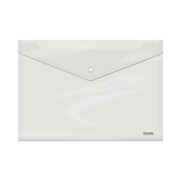 Envelope Dohe com fecho de pressão - Fólio Plus Size Horizontal - Polipropileno Cristal Transparente 150 Microns - Cor Transparente