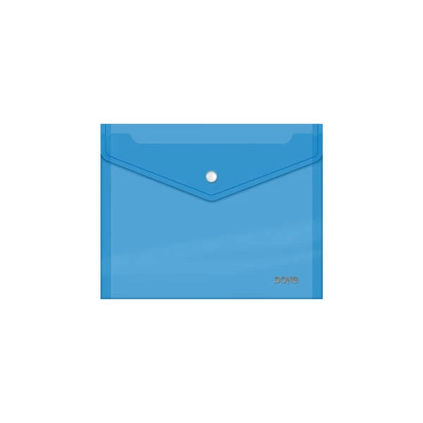 Envelope porta-documentos Dohe A5 - Fecho de pressão - Polipropileno transparente cristal 150 mícrons - Cor azul