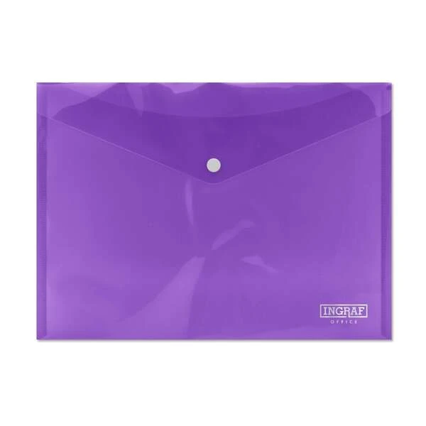 Porta-documentos Engraf Envelope A4 - Fecho de pressão - Polipropileno Cristal Transparente - Cor Lilás