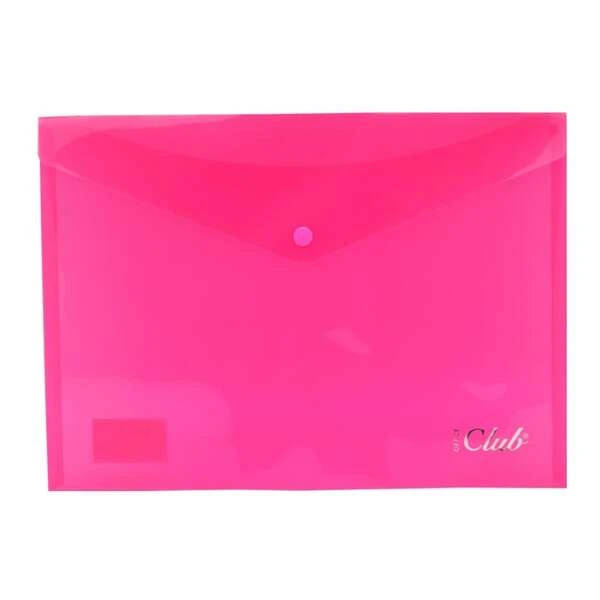 Porta-documentos Engraf Envelope A4 - Fecho de pressão - Polipropileno cristal transparente - Cor rosa