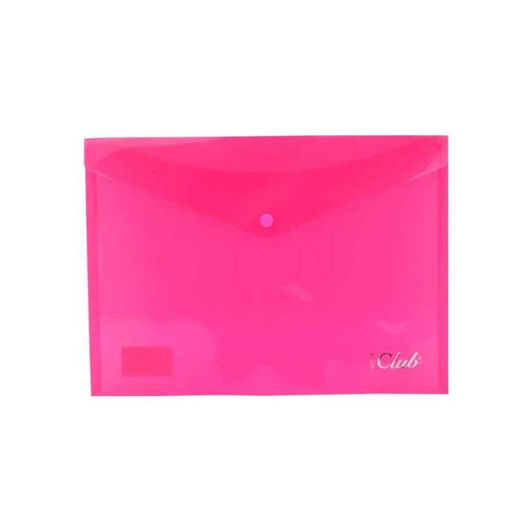 Porta-documentos Engraf Envelope A4 - Fecho de pressão - Polipropileno cristal transparente - Cor rosa