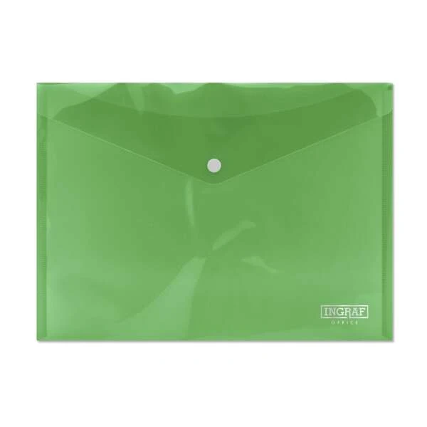 Porta-documentos Ingraf Over A4 - Fecho de pressão - Polipropileno Cristal Transparente - Cor Verde